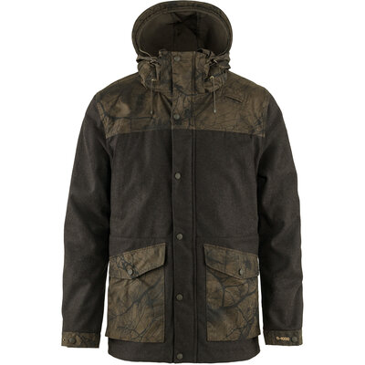 Pánska bunda fjällräven värmland wool – dark olive, dark olive camo - panska_bunda_fjällräven_värmland_wool_dark_olive_dark_olive_camo_