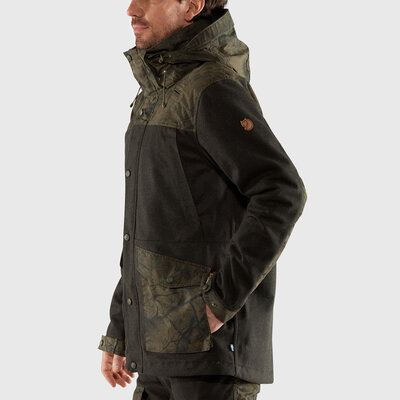 Pánska bunda fjällräven värmland wool – dark olive, dark olive camo - panska_bunda_fjällräven_värmland_wool_dark_olive_dark_olive_camo_4