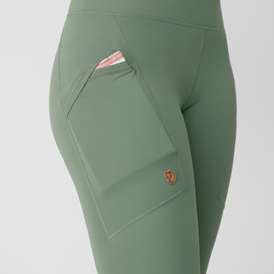 Dámske legíny fjällräven abisko patina green - Abisko_Tights_W_84773-614_G_DETAIL_FJR