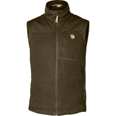 Pánska vesta fjällräven buck fleece – dark olive - Buck_Fleece_Vest_M_81727-633_A_MAIN_FJR