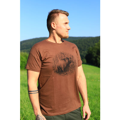 Pánske poľovnícke tričko tetrao diviak veľký - hnedé - polovnicke_tricko_tetrao_s_motívom_zveri (31)