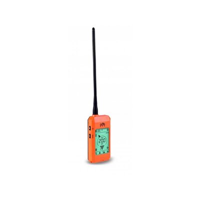 Prijímač GPS lokátora Dogtrace DOG GPS X23 s oranžovým dizajnom a anténou na lokalizáciu psov. Zariadenie obsahuje displej zobrazujúci vzdialenosť a RF signál.