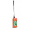 Prijímač GPS lokátora Dogtrace DOG GPS X23 s oranžovým dizajnom a anténou na lokalizáciu psov. Zariadenie obsahuje displej zobrazujúci vzdialenosť a RF signál.