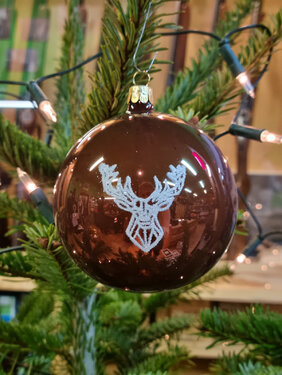 Globuri de Crăciun TETRAO maro finisaj lucios - cerb 6 buc