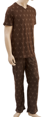 Pijama pentru bărbați TETRAO cu motiv cerb maro închis  Pijama pentru bărbați TETRAO cu motiv cerb maro închis