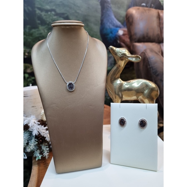 Set bijuterii TETRAO din coarne - lănțișor + cercei oval 3