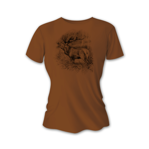 Tricou damă TETRAO cerb mare - maro