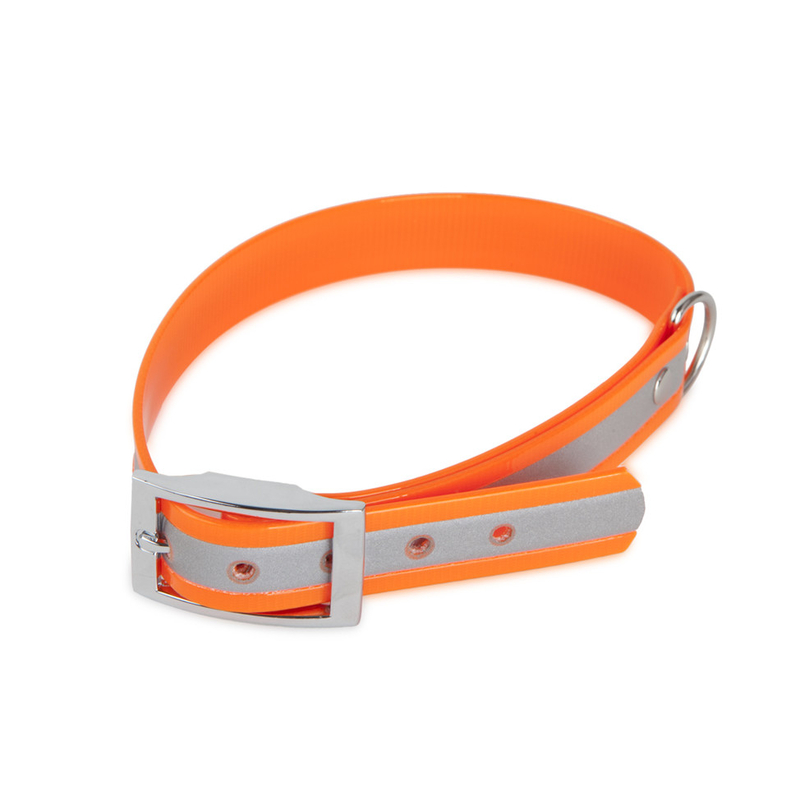 Zgardă reflectorizantă TETRAO Biothane portocaliu 45 cm